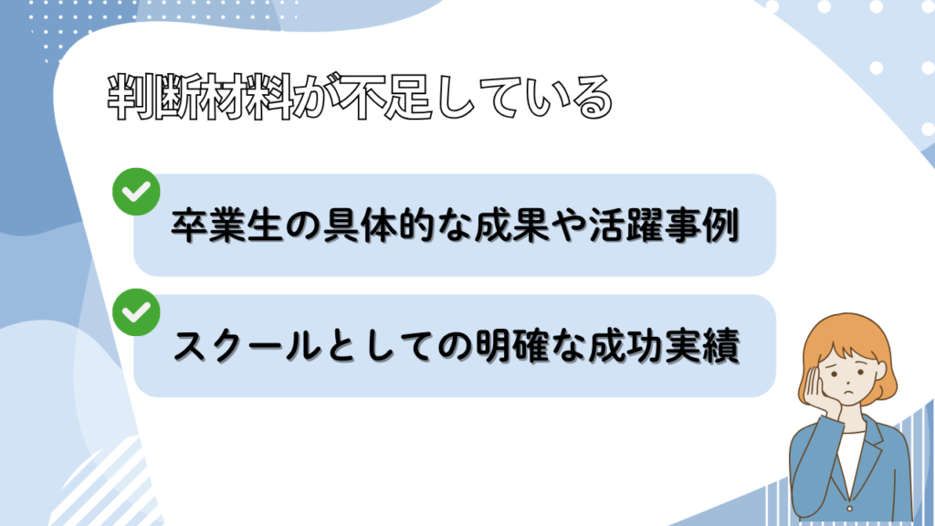 理由②始まったばかりのスクールなので実績がない 画像