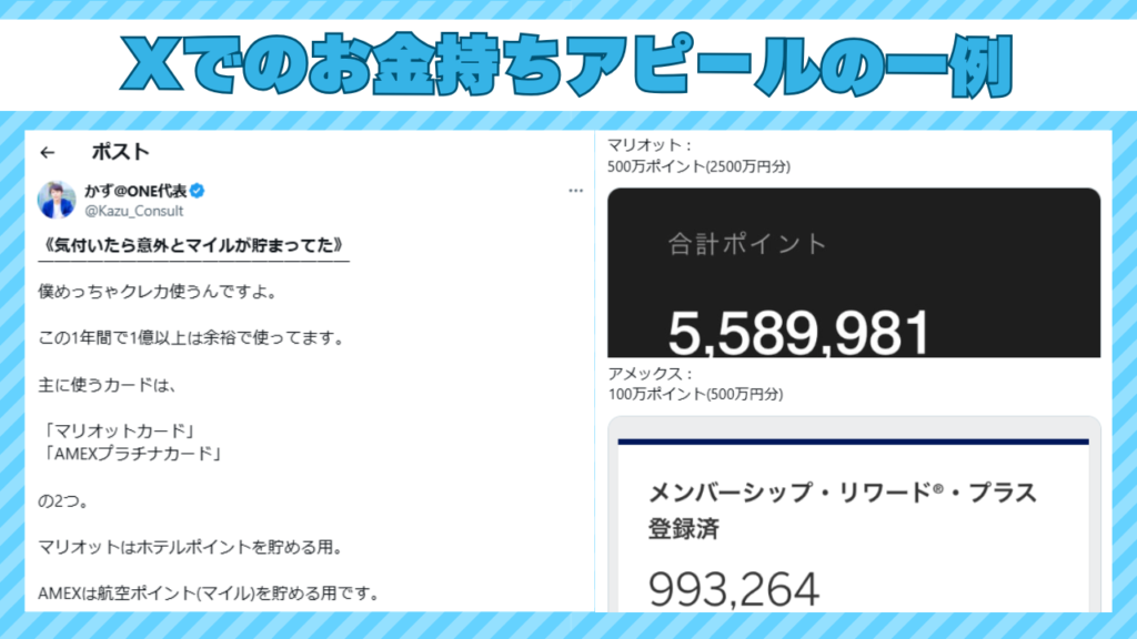 Xでのお金持ちアピールの一例②