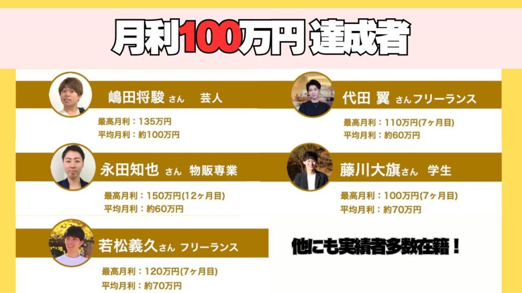 調査結果③月利100万円越えの生徒が多数在籍 画像