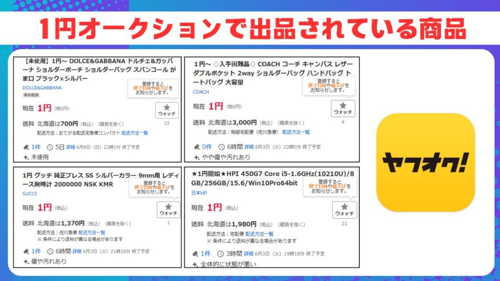 1円オークションで出品されている商品 画像