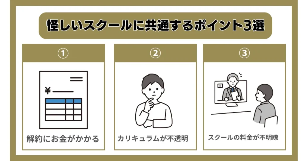 怪しいスクールに共通するポイント3選