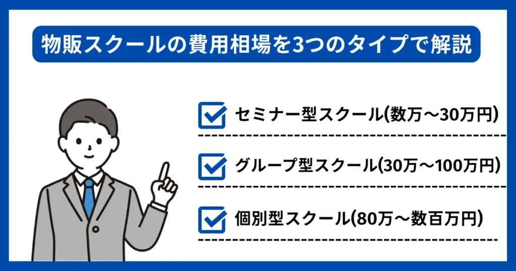 物販スクールの費用相場を3つのタイプで解説