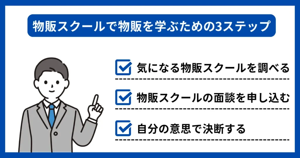 物販スクールで物販を学ぶ為の3ステップ